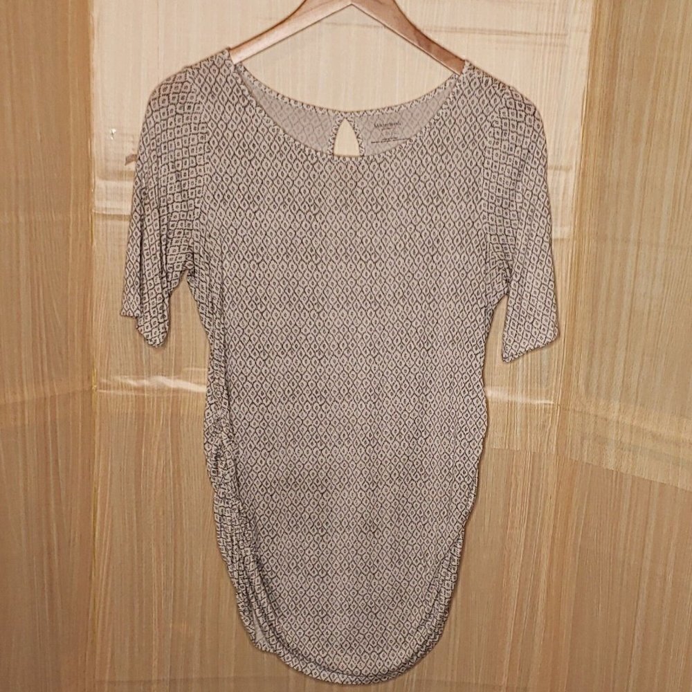 Motherhood Maternity Womens Stretchy Black White Short Sleeve Tunic Top Large